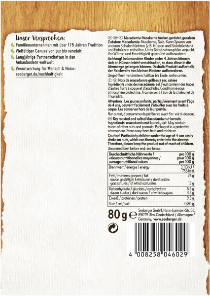 Seeberger Macadamias Geröstet & Gesalzen 4 Seeberger Macadamias Geröstet & Gesalzen – Bild 2