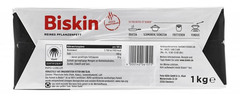 Biskin Reines Pflanzenfett 5 Biskin Reines Pflanzenfett – Bild 3