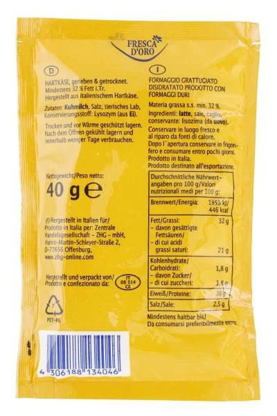 Fresca D´Oro Fresca D'Oro Formaggio Hartkäse Gerieben & Getrocknet 4 Fresca D´Oro Fresca D'Oro Formaggio Hartkäse Gerieben & Getrocknet – Bild 2