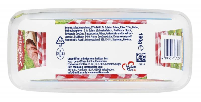 Milkana Schmelzkäse Salami 4 Milkana Schmelzkäse Salami – Bild 2