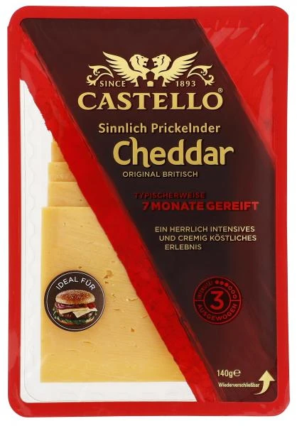 Castello Sinnlich Prickelnder Cheddar Scheibenkäse 3 Castello Sinnlich Prickelnder Cheddar Scheibenkäse