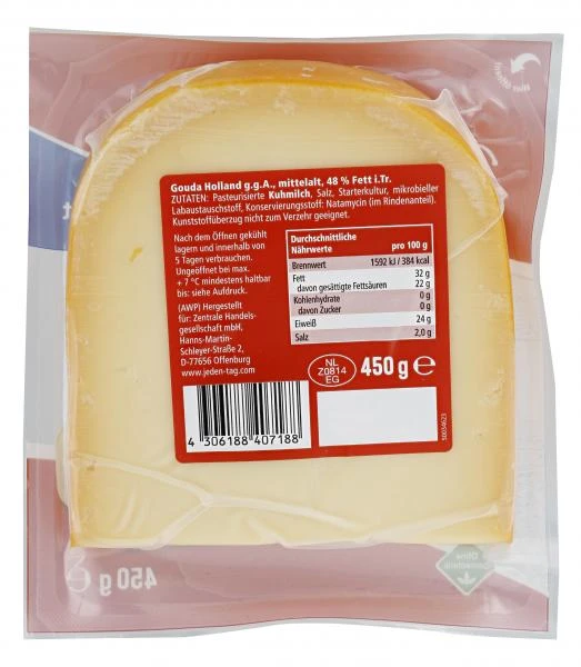 Jeden Tag Gouda Holland Mittelalt 48% 4 Jeden Tag Gouda Holland Mittelalt 48% – Bild 2