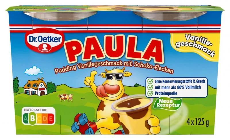 Dr. Oetker Paula Pudding Vanillegeschmack Mit Schoko-Flecken 4 Dr. Oetker Paula Pudding Vanillegeschmack Mit Schoko-Flecken – Bild 2