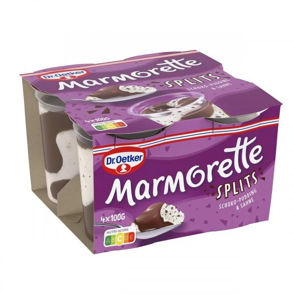 Dr. Oetker Marmorette Schoko-Pudding & Sahne Splits 3 Dr. Oetker Marmorette Schoko-Pudding & Sahne Splits