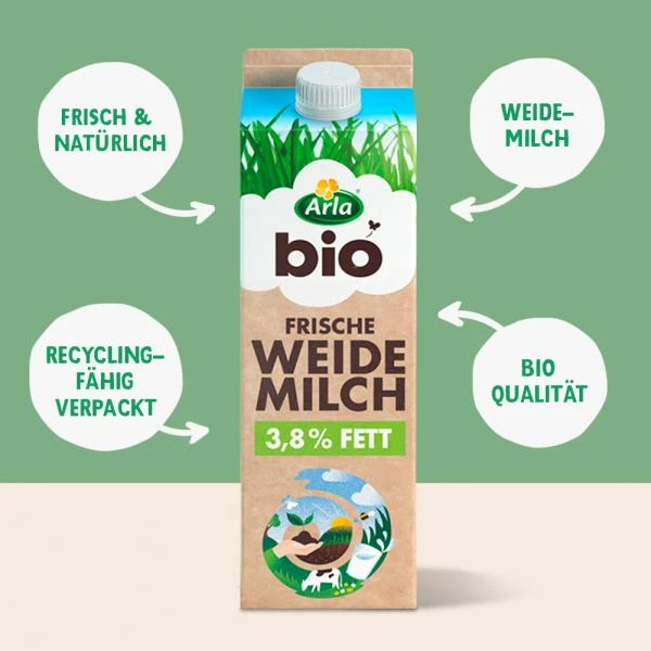 Arla Bio Frische Weidemilch 3,8% Fett 5 Arla Bio Frische Weidemilch 3,8% Fett – Bild 3