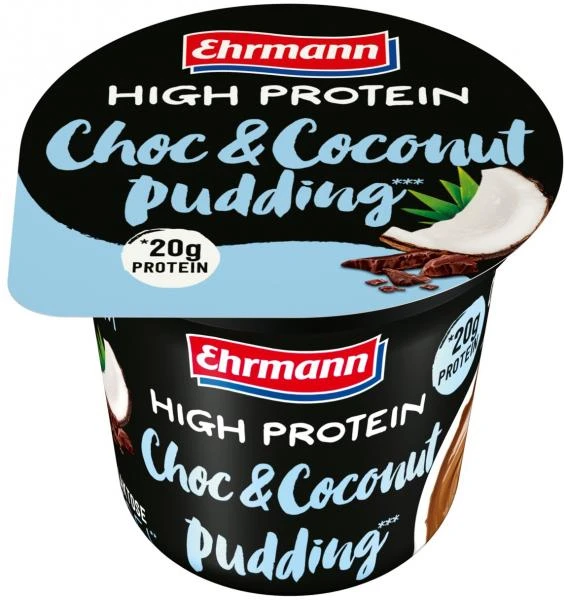 Ehrmann High Protein Pudding Choc & Coconut 3 Ehrmann High Protein Pudding Choc & Coconut