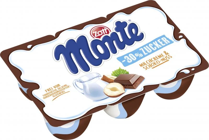 Zott Monte Milchcreme & Schoko-Nuss -30% Zucker 3 Zott Monte Milchcreme & Schoko-Nuss -30% Zucker