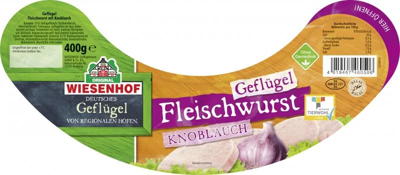 Wiesenhof Geflügel-Fleischwurst Mit Knoblauch 3 Wiesenhof Geflügel-Fleischwurst Mit Knoblauch