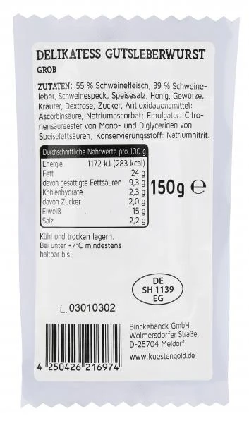 Küstengold Delikatess Gutsleberwurst Grob 4 Küstengold Delikatess Gutsleberwurst Grob - Image 2