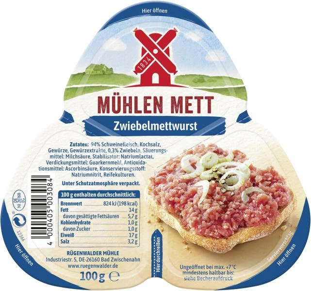 Rügenwalder Mühle Mühlenmett Zwiebelmettwurst 3 Rügenwalder Mühle Mühlenmett Zwiebelmettwurst